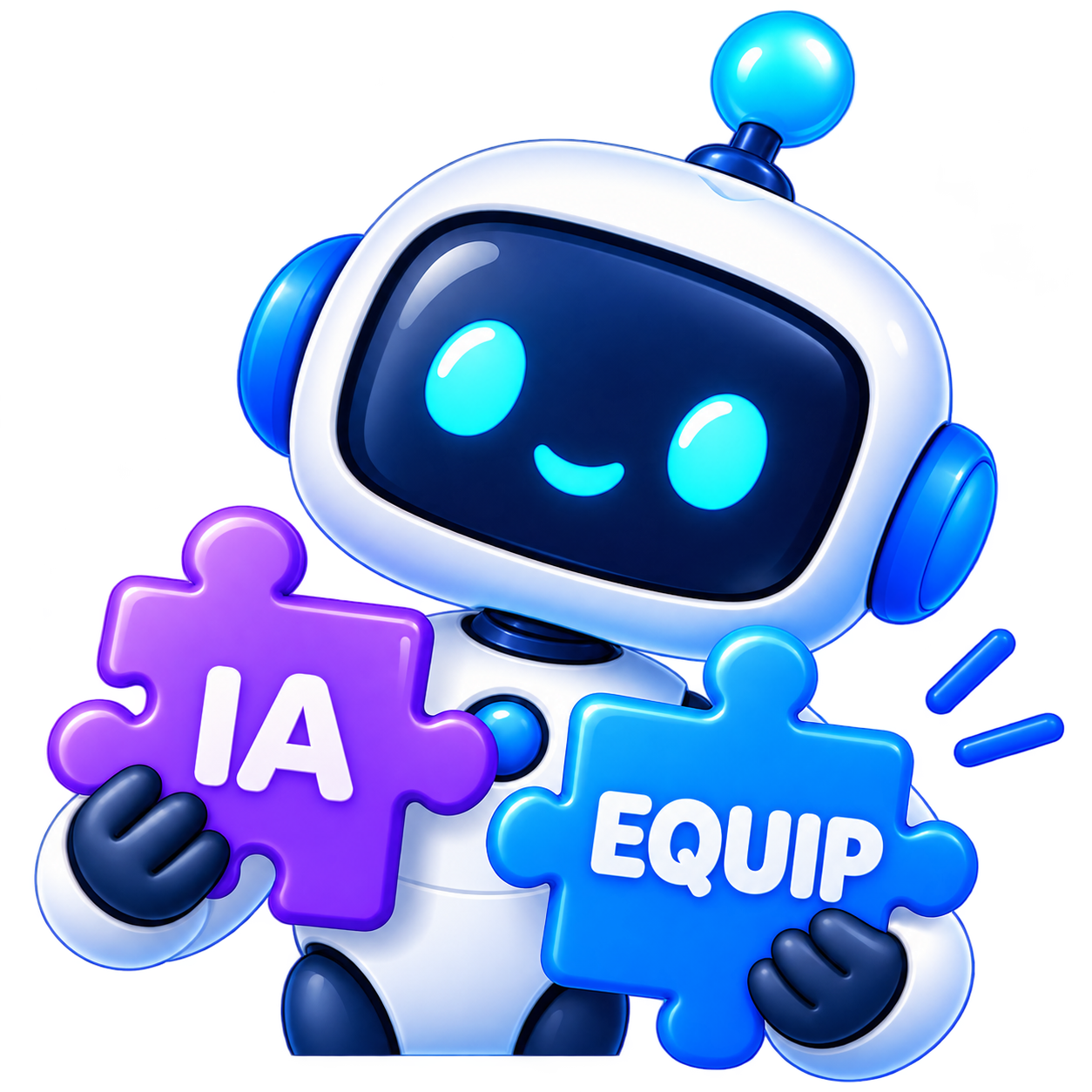 Robot amb peces de puzle d'IA i equip
