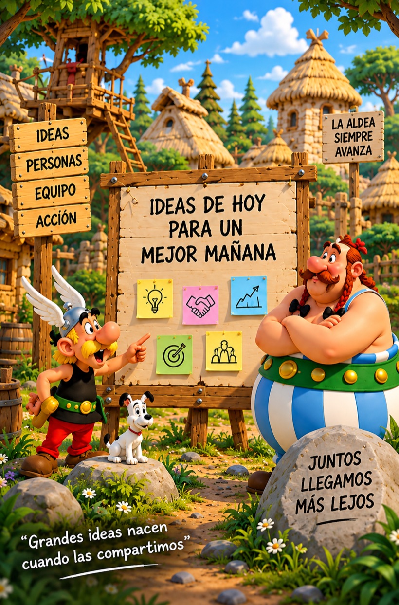 Cartel ampliado de la retro Aldea colaborativa