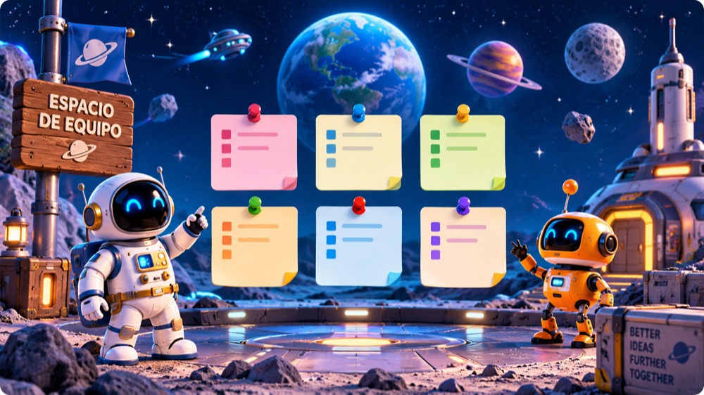 Retro con temática espacial para equipos